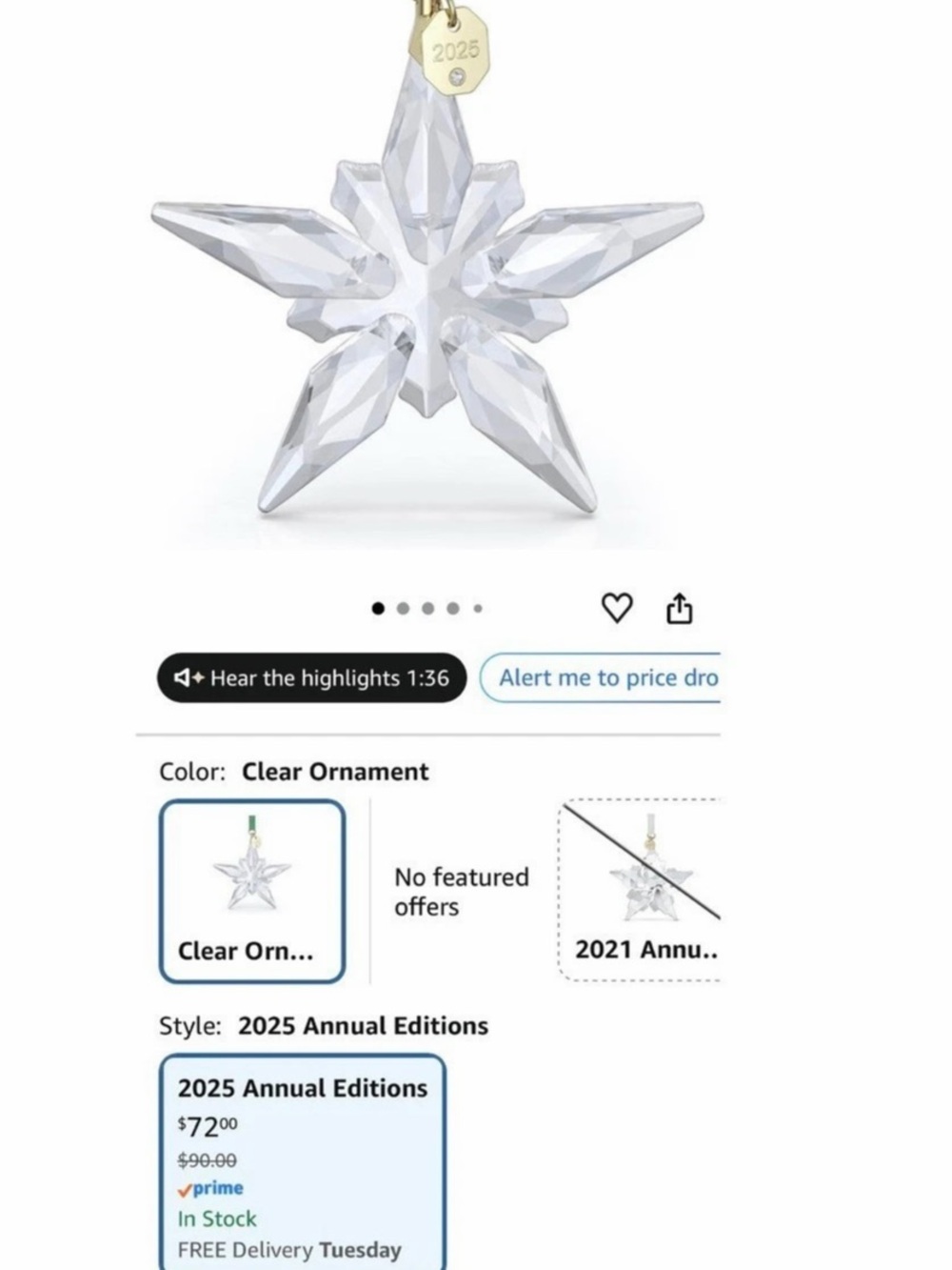 Swarovski Annual Edition Ornament 2025 Clear & Green